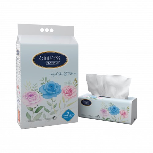 اطلس بلاتينيوم مناديل مزدوجة 220*3 مع ملعقة سيليكون هدية